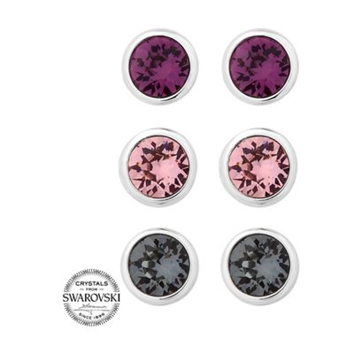 Set of three pink stud earrings MADE WITH SWAROVSKI CRYSTALS